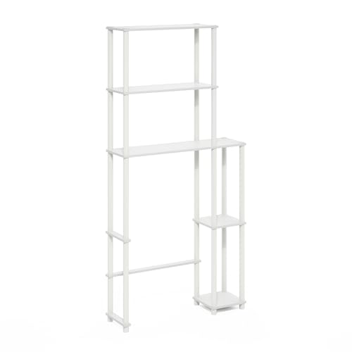 Turn-N-Tube Over The Toilet Storage, 5-Shelf Over The Toilet Organizer, Freestanding Space Saver Bathroom Shelf, for Bathroom Organizers and Storage, White