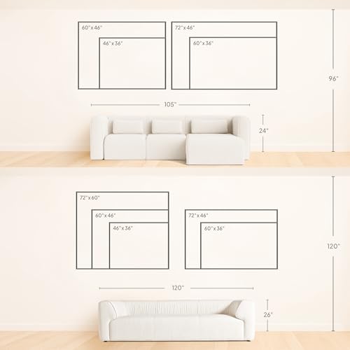 46"x60" Extra Large Framed Wall Art Serene Green Mountains Horizon Landscape Illustration for Home Living Room Bedroom Decor