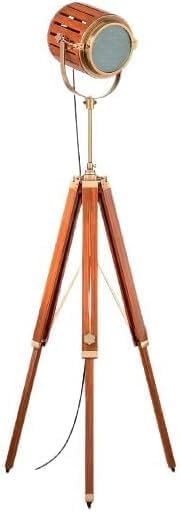 Decorative Moveable Spotlight Antique Brass Floor Lamp Searchlight Tripod Home