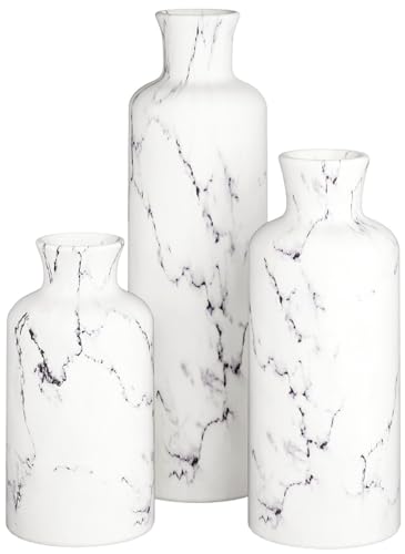 White Marble Look Vases Home Decor (3 Count)