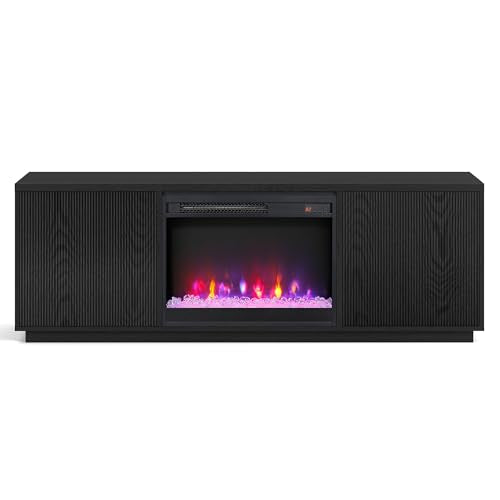 70" TV Stand with Crystal Fireplace