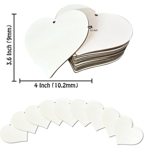 FCECOR 100PCS 4" Wooden Hearts for Crafts (100 Count)