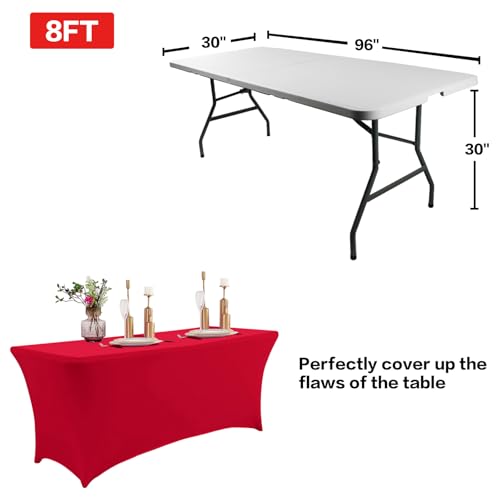 4FT Table Cloth for Rectangular Spandex Red Table Cover