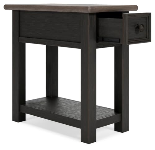 Narrow Chairside End Table with Charging Station