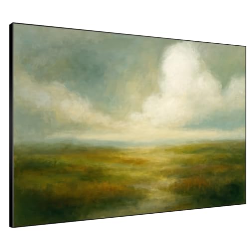 60"x72" Extra Large Framed Wall Art Soft Pastel Hills Dreamy Landscape Illustration for Home Living Room Bedroom Decor