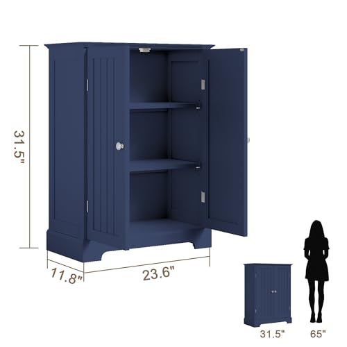 Bathroom Floor Cabinet with 2 Doors and Adjustable Shelves