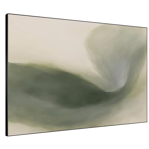 60"x72" Extra Large Framed Wall Art Abstract Green Swirl Soft Fluid Modern Illustration for Home Living Room Bedroom Decor
