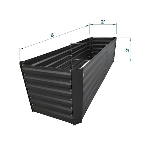 6x2x2FT Black Metal Raised Garden Bed Kit