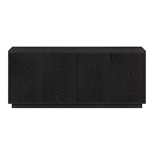 Fluted TV Stand for TVs up to 65" with 2 Concealed Ribbed Storage Cabinets and Adjustable Shelves for Living Room