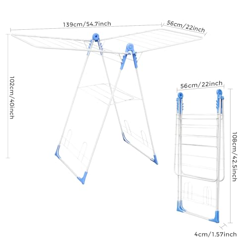 Foldable Gullwing Clothes Drying Rack Free Standing Indoor Outdoor Airer
