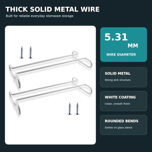 2 Pack 10.3 Inch Under Cabinet Hanging Wine Glass Racks (2 Count)