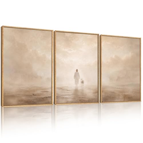 Jesus Leaves The 99 Sheep Framed Canvas Wall Art Set