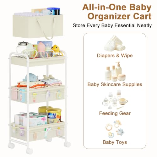 2 in 1 Baby Diaper Organizer with Diaper Caddy Basket