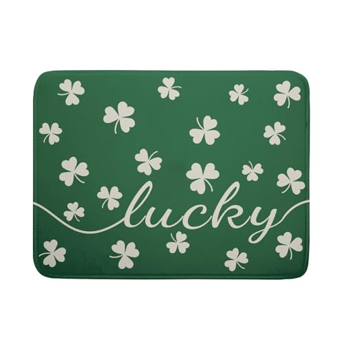 St Patricks Day Dish Drying Mat for Kitchen Lucky Shamrocks Absorbent Reversible Microfiber Kitchen Countertop Protector Dishes Pad Large 18x24 inch