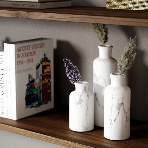 White Marble Look Vases Home Decor (3 Count)