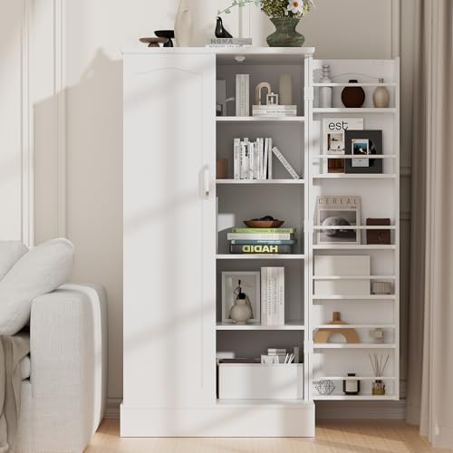 47" Freestanding Kitchen Pantry Cabinet with Adjustable Shelves