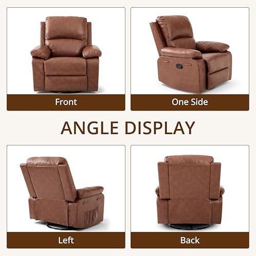 360° Swivel Rocking Leather Recliner Chair for Adults