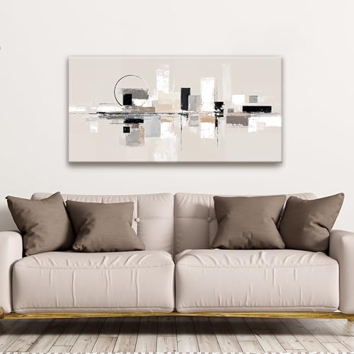 Abstract Canvas Art Wall Decor Black White Wall Art Painting Abstract Wall Decor Prints Grey Brown Minimalist Artwork Picture For Bedroom Kitchen Office Bathroom Home Wall Decoration 20" × 40"