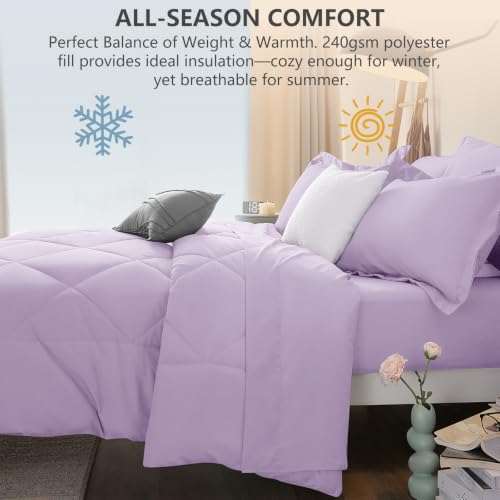 Queen Comforter Set with Sheets Lavender