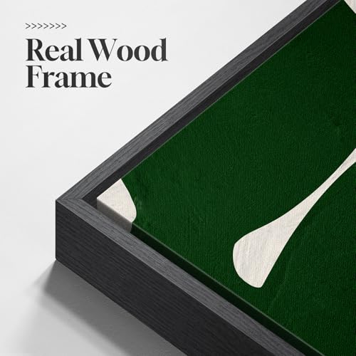 Large Framed Green White Abstract Wall Art for Living Room