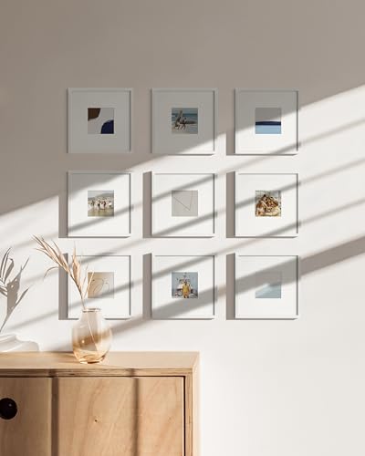 8x8 White Metal Picture Frames Matted to 4x4