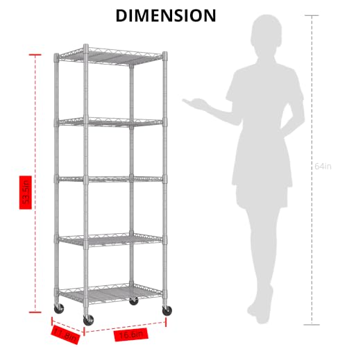 5 Wire Shelving Metal Storage Rack Adjustable Shelves
