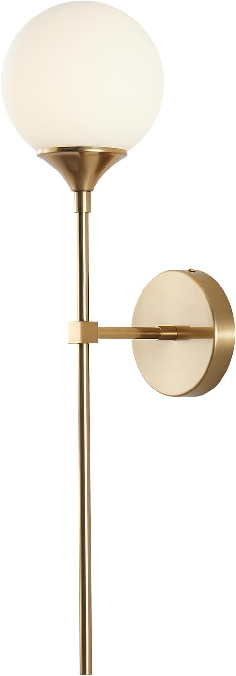 KCO Lighting Modern Milk Glass Wall Mounted Light Gold Long Sconces White Globe