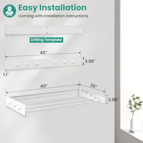 Upgrade 6 Knob Hooks Laundry Drying Rack Clothing