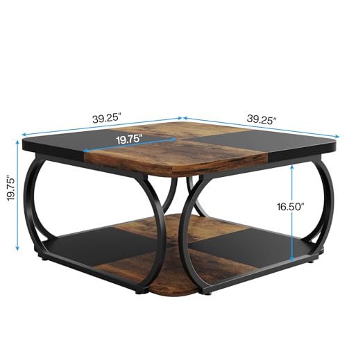 Square Coffee Table with 2 Tiers