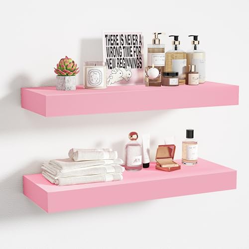 Pink Floating Shelves for Wall (2 Count)