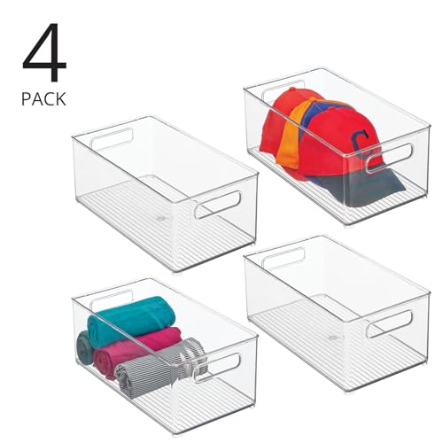 Deep Plastic Storage Organizer Container Bin (4 Count)