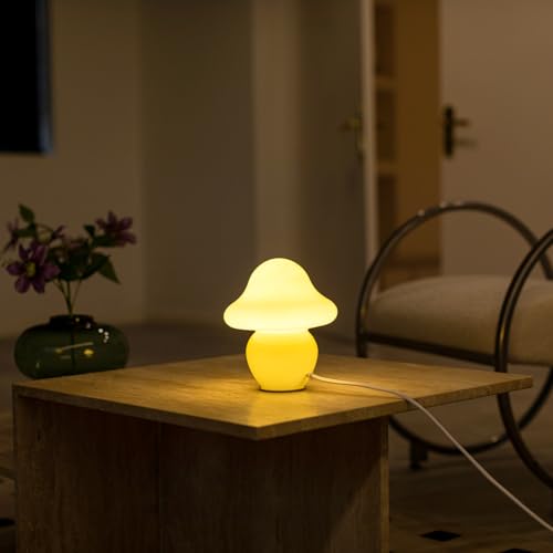 Mushroom Lamp White Glass Mushroom Table Lamp for Bedrooms