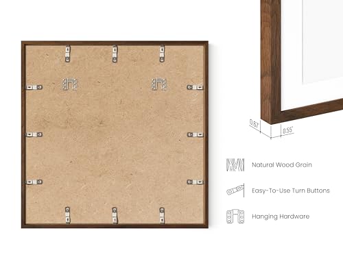 Walnut Oak Wood 20x20 Picture Frame Matted to 16x16 (2 Count)