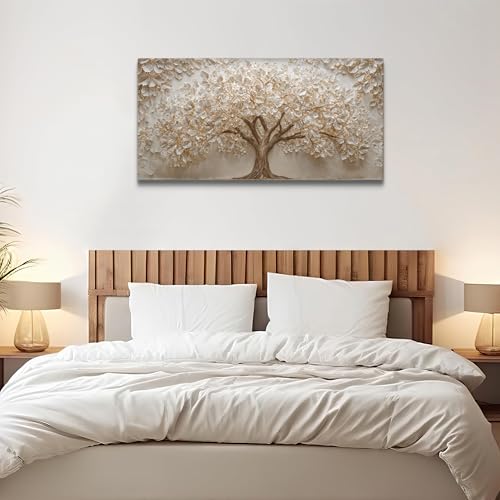 Modern White Wall Art Prints Tree Of Life Canvas Art Wall Decor For Living Room Aesthetic Home Tree Pictures Wall Decor Picture For Bedroom Office Apartment Interior Decoration 20 * 40 Inch