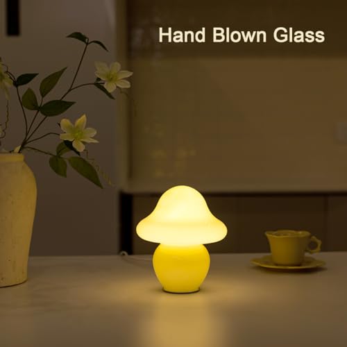 Mushroom Lamp White Glass Mushroom Table Lamp for Bedrooms