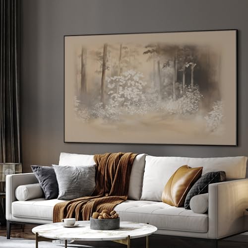 46"x72" Extra Large Framed Wall Art Misty Forest in Sepia Tones
