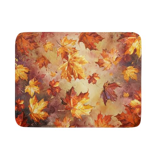 Fall Dish Drying Mat for Kitchen Counter Watercolor Maple Leaves Super Absorbent Reversible Microfiber Kitchen Countertop Protector Dishes Pad Large 18x24 inch