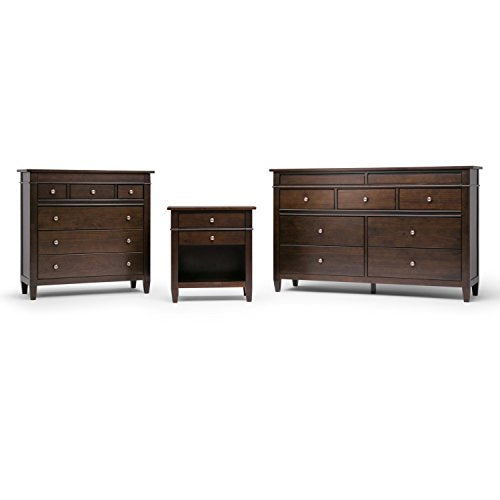 Carlton 24" Wide Solid Wood Bedside Table in Brunette Brown
