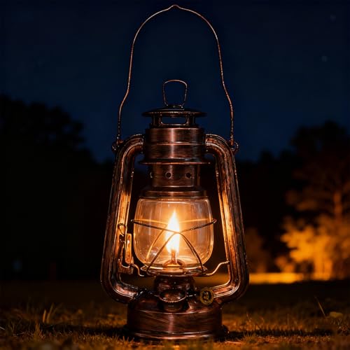2 Pack Vintage Oil Lamp Hurricane Lantern Kerosene Lantern for Indoor Outdoors Decorative Hanging Metal Oil Lanterns with Wick for Hiking Emergency Camping Party Decoration (2 Count)