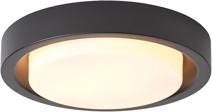 16 Inch Flush Mount Ceiling Light, 3-Lights Black Finish