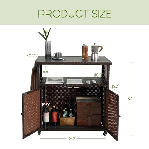 Wicker Outdoor Bar Cart