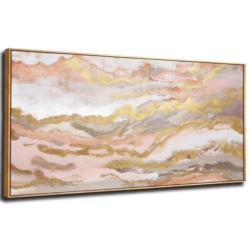 Canvas Wall Art Gold Living Room Decor Pink Canvas Art Room Decor for Teen Girls Home Decor Abstract Paintings for Bedroom Office Kitchen 24"x 48"