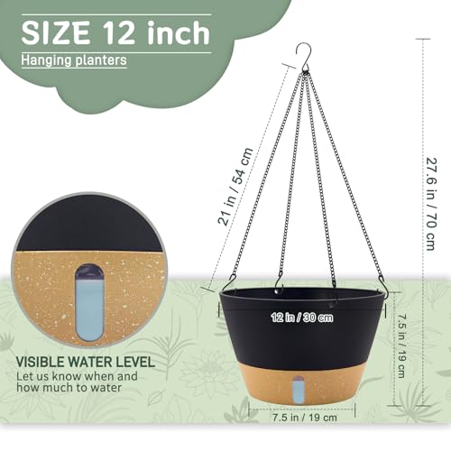 3 Pack 12 Inch Hanging Planters for Indoor Plants (72 Count)