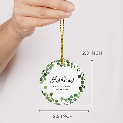 Personalized Round Ceramic Porcelain Christmas Tree Ornament Keepsake Collectible Adoption New Baby Gift