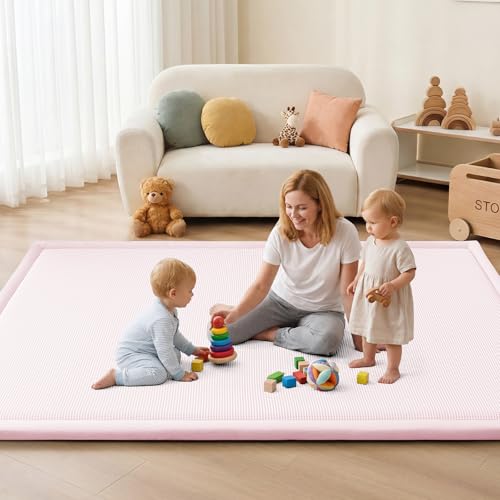 Baby Play Mat for Floor Nursery Rug Muscle Area Playroom Rug Elastic Foam 79x110" Playpenmat Elastic Foam 1.3" Thick Crawling Mat for Babies
