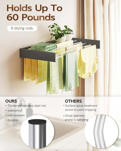 Wall Mounted Clothes Drying Rack 40"