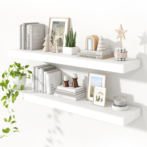 Floating Shelves 47.2" W x 10.3" D White Set of 2 (2 Count)