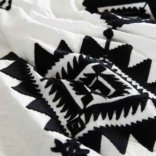 Embroidery King Size Comforter Set 7 Pieces White Bed in a Bag