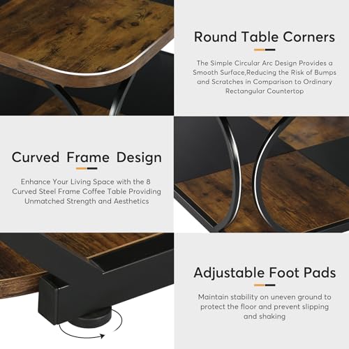 Square Coffee Table with 2 Tiers