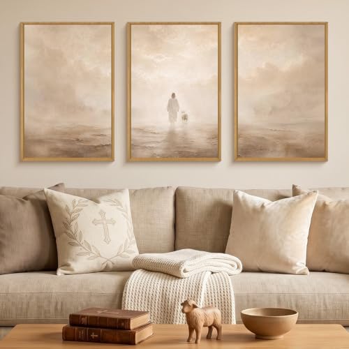 Jesus Leaves The 99 Sheep Framed Canvas Wall Art Set